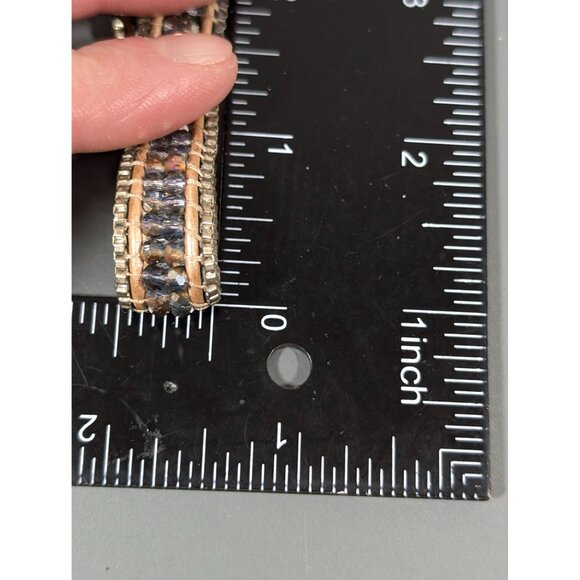 Nakamol Triple Wrap Bracelet Glass Bead Brown Leather 22" - Picture 7 of 7